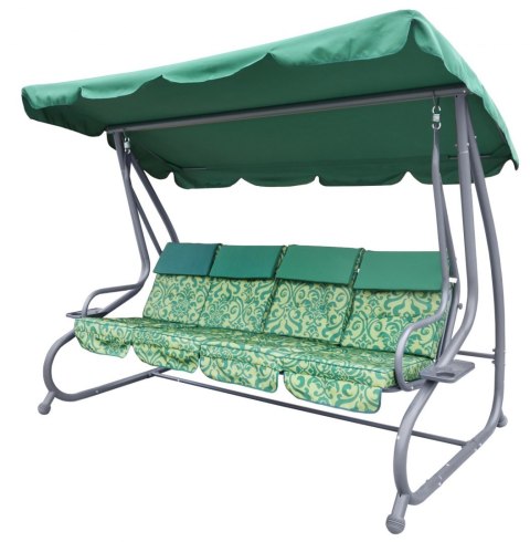 ND28_12376_8078 Z Ogromna Huśtawka Ogrodowa Siedzisko Plecionka 2x1 Zielona