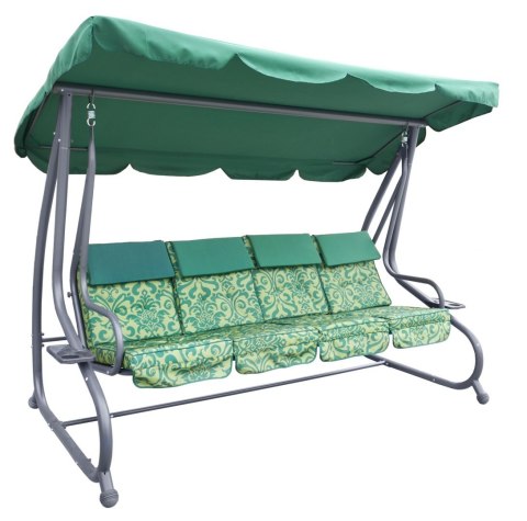 ND28_12376_8078 Z Ogromna Huśtawka Ogrodowa Siedzisko Plecionka 2x1 Zielona