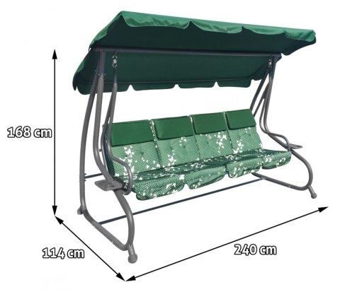 ND28_12377_8078 MOT Ogromna Huśtawka Ogrodowa Siedzisko Plecionka 2x1 Zielona M