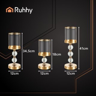 Świecznik - lampion zestaw 3szt. złoty Ruhhy 26487
