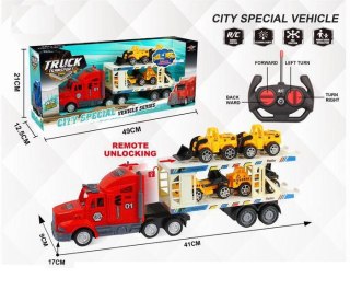 ND21_109866 Laweta RC z 4 pojazdami budowlanymi