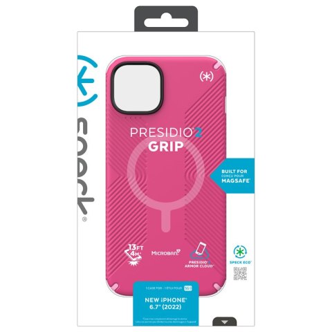 ND38_150117-3067 Speck Presidio2 Grip + MagSafe - Etui iPhone 14 Plus z powłoką MICROBAN (Digitalpink / Blossompink / White)