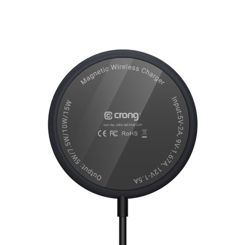 ND38_CRG-MS15W-GRP Crong MagSpot Wireless Charger - Aluminiowa ładowarka MagSafe 15W (Graphite)