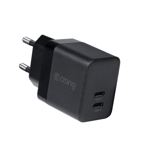 ND38_CRG-GNCC35-BLK Crong Utra Compact GaN - Ładowarka sieciowa 35W PD 3.0 2x USB-C (czarny)