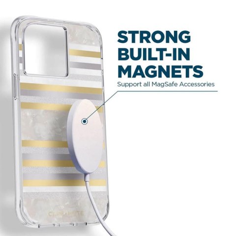 ND38_CM049226 Case-Mate Pearl Stripes MagSafe - Etui iPhone 14 Pro zdobione masą perłową (Pearl Stripes)