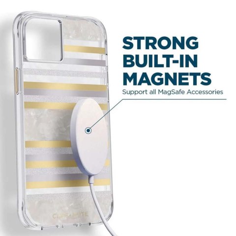 ND38_CM049272 Case-Mate Pearl Stripes MagSafe - Etui iPhone 14 Plus zdobione masą perłową (Pearl Stripes)