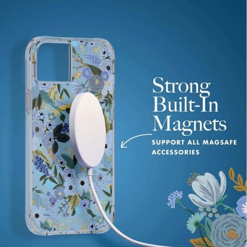 ND38_RP049278 Rifle Paper Clear MagSafe - Etui iPhone 14 Plus (Garden Party Blue)