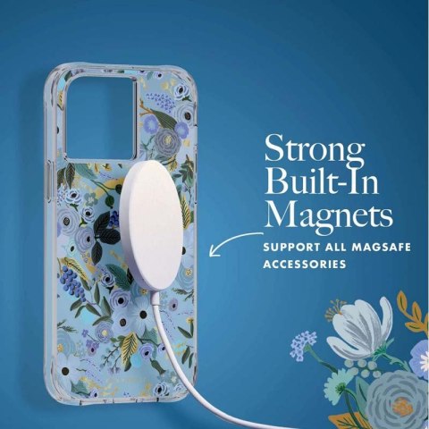 ND38_RP049322 Rifle Paper Clear MagSafe - Etui iPhone 14 Pro Max (Garden Party Blue)