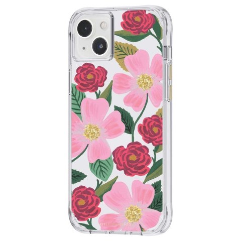 ND38_RP049820 Rifle Paper Clear - Etui iPhone 14 Plus zdobione złotem (Rose Garden)