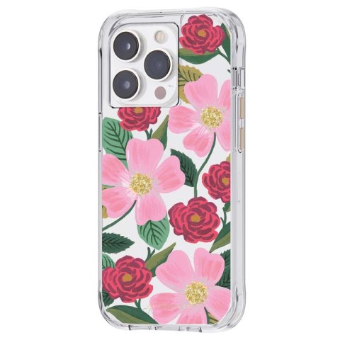 ND38_RP049822 Rifle Paper Clear - Etui iPhone 14 Pro Max zdobione złotem (Rose Garden)