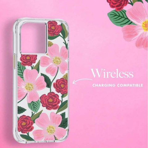 ND38_RP049822 Rifle Paper Clear - Etui iPhone 14 Pro Max zdobione złotem (Rose Garden)