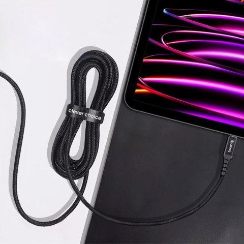 ND38_CRG-AL120USCC-BLK Crong Armor Link - Kabel 100W 5A USB-C do USB-C w oplocie 120cm (czarny)