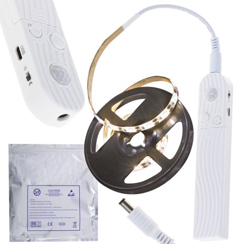 KX4943_1 Taśma LED na baterie USB czujnik ruchu 1M zimny biały