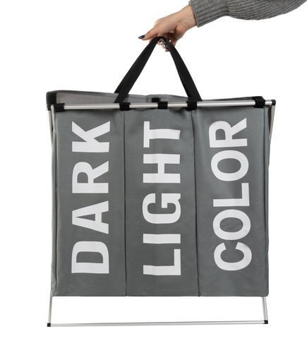 ND12_14991 Kosz na pranie - 3 komorowy na stelażu składany 5902802919342