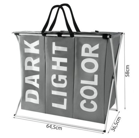 ND12_14991 Kosz na pranie - 3 komorowy na stelażu składany 5902802919342