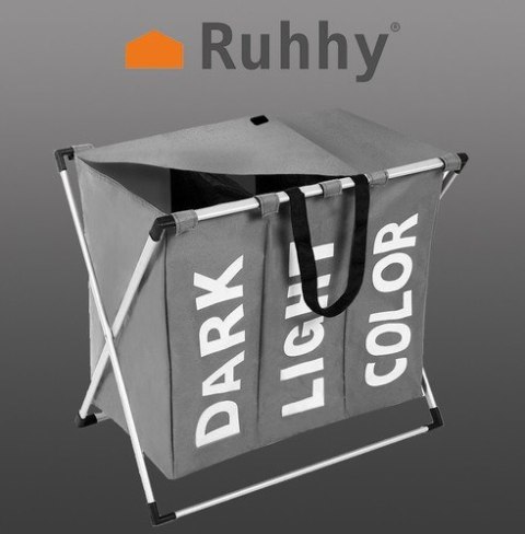 ND12_14991 Kosz na pranie - 3 komorowy na stelażu składany 5902802919342