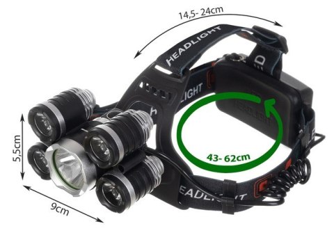 ND12_15382 Latarka czołowa 5 x LED T6 CREE 5902802922076