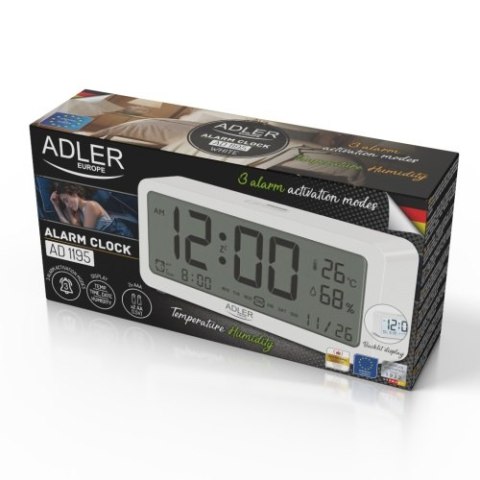 AD 1195w Budzik na baterie - Biały