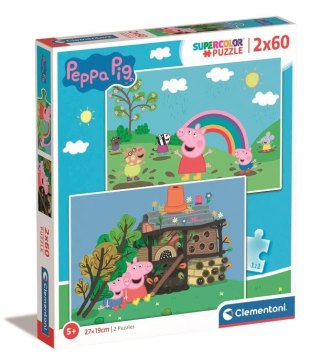CLE puzzle 2x60 SuperKolor Świnka Peppa 21622