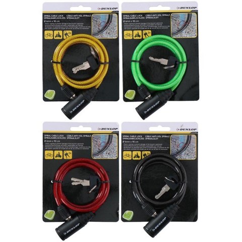 ND38_E8711252082585_YELLOW Dunlop - Zapięcie do roweru spiralne na klucz 90 cm (Żółty)