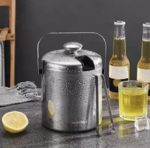 ND12_16548 Wiaderko do lodu- szczypce + łyżeczka Ruhhy 21159 5904463315914