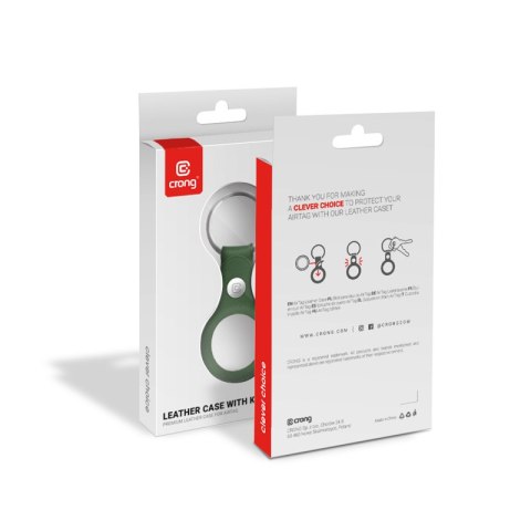 ND38_CRG-ATL-OLV Crong Leather Case with Key Ring ? Skórzany brelok do Apple AirTag (zielony)