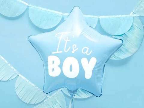 KX4570 Balon foliowy Its a boy na baby shower gwiazda niebieska 48cm