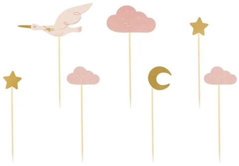 KX4577_1 Dekoracje do muffinek babeczek - Bocian 11cm-12cm 7 sztuk