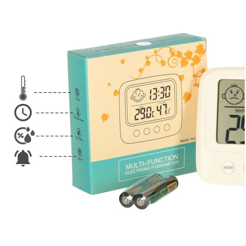 KX4961 Higrometr zegar termometr pokojowy wilgotnościomierz LCD