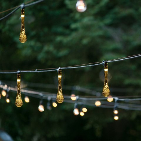 KX4967 Lampki solarne ogrodowe sople 6,5m 30LED ciepły biały