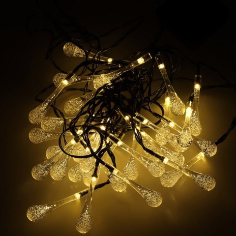 KX4967 Lampki solarne ogrodowe sople 6,5m 30LED ciepły biały