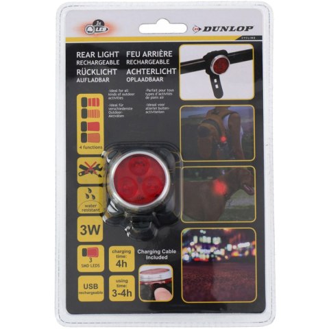 ND05_L1153 2100593 Lampka rowerowa tylna Dunlop 3led SMD ładowanie USB 2100593