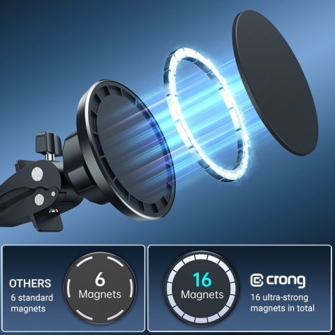 ND38_CRG-CH6-BLK Crong Carclip Magnetic - Magnetyczny uchwyt samochodowy MagSafe (czarny)