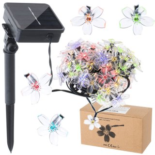KX4969_1 Lampki ogrodowe solarne kwiatki 7m 50LED multikolor