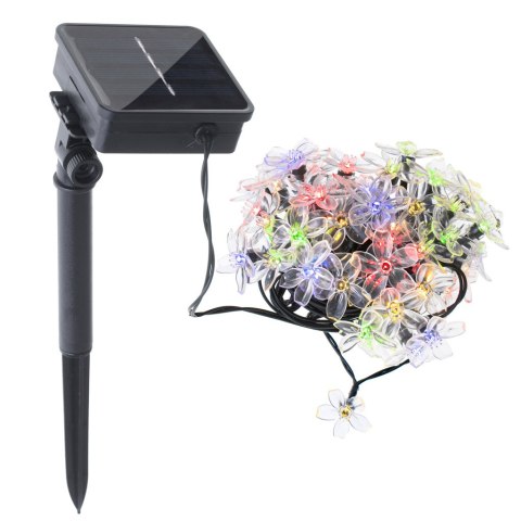 KX4969_1 Lampki ogrodowe solarne kwiatki 7m 50LED multikolor