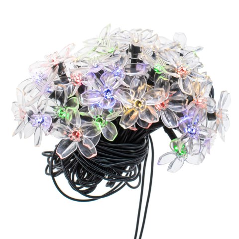 KX4969_1 Lampki ogrodowe solarne kwiatki 7m 50LED multikolor