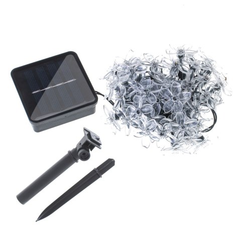 KX4969 Lampki ogrodowe solarne kwiatki 7m 50LED ciepły biały