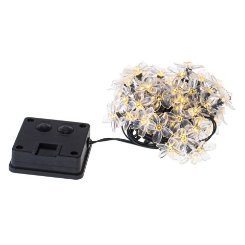 KX4969 Lampki ogrodowe solarne kwiatki 7m 50LED ciepły biały