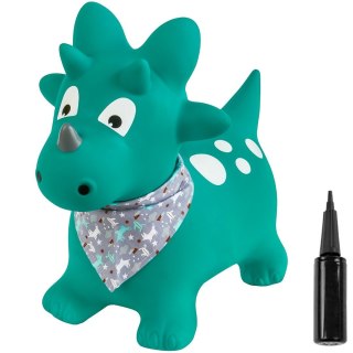 ND31_J06_020_0_1 Skoczek gumowy dla dzieci DINO 59 cm zielony z bandaną do skakania z pompką