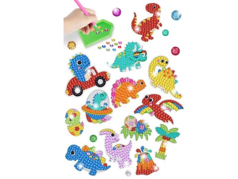 ND24_14966 Zestaw Naklejek Haft Diamentowy Dinozaury Mozaika 5905515354455