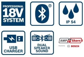 RADIO AKUMULATOROWE GPB 18V-2 C FM BLUETOOTH 0*AH