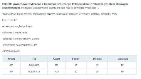 POKRĘTŁO GWIAZDKOWE POK 04 FI 50 M8 PP 873