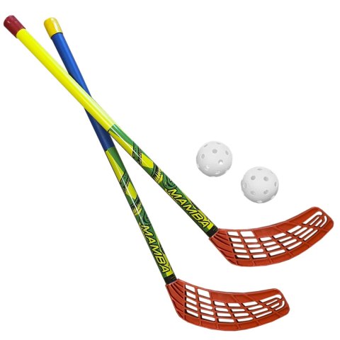 ND05_Z0879 Zestaw do unihokeja Azetx Mamba Junior 2 kije HDPE proste bez owijki 62 cm +2 piłki Optimus