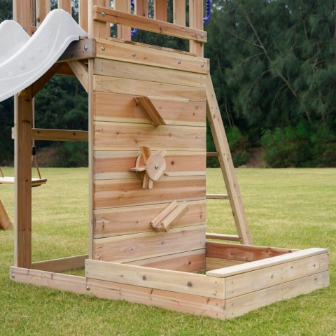 AXI Drewniany Duży Plac Zabaw Huśtawki Zjeżdżalnia Wieża + Piaskownica - Biały