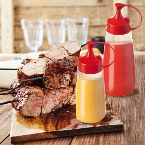 Butelka z dozownikiem i zatyczką / dyspenser pojemnik do sosów 340 ml