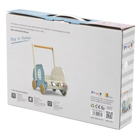 Viga PolarB Drewniany Wózek 2w1 Pchacz Słonik