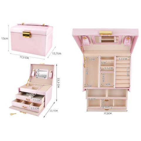 ND12_12972 Szkatułka kuferek na biżuterię - różowy 5902802908568