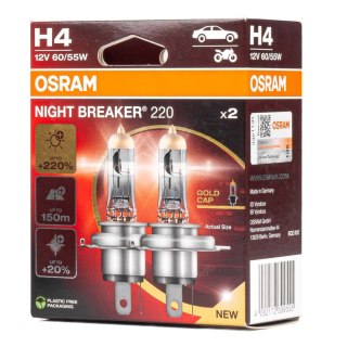Żarówki halogenowe osram h4 12v 60/55w p43t night breaker +220% /2 szt./