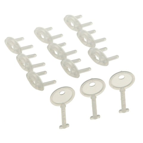 ND19_PCR142EP___A___M Zaślepki do gniazd sieciowych 220v z kluczem - 9 zaślepek i 3 klucze