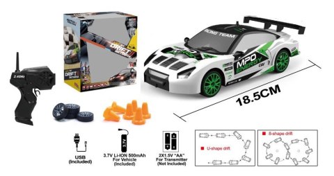 Auto Sportowe Zdalnie Sterowane Wymienne Koła Biało- Zielone